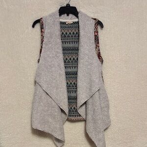 Hem & Thread Gray Open Front Sweater Vest
